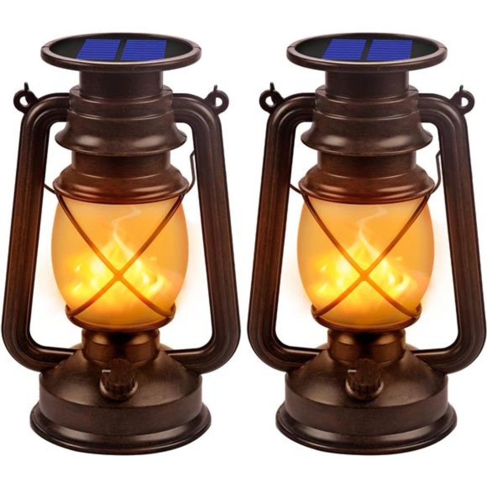 Solar Lantern Outdoor Hanging Solar Lights Dancing Flame Vintage Led Waterproof
